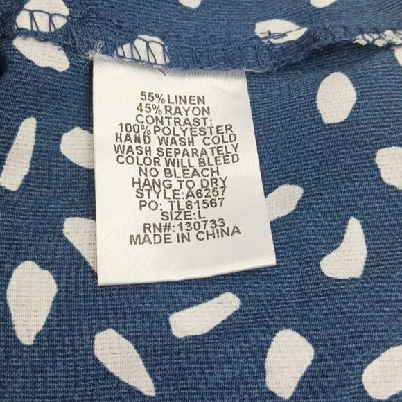 Umgee Linen Blouse Womens Size L Relaxed Hi/Low Flowy Short Sleeve - Picture 9 of 9